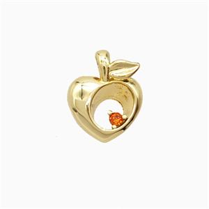 Copper Peach Pendant Pave Zirconia Gold Plated, approx 11-13.5mm [FD26264]