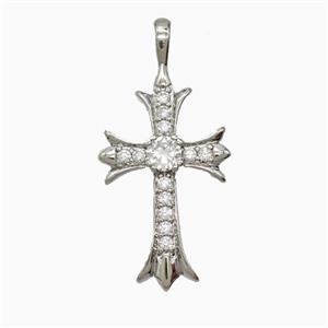 Copper Cross Pendant Pave Zirconia Platinum Plated, approx 17-35mm [FD26272]