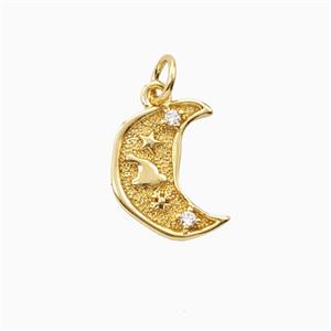 Copper Moon Pendant Pave Zirconia Gold Plated, approx 11-14mm [FD26277]
