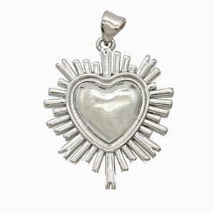 Copper Heart Pendant Platinum Plated, approx 24-27mm [FD26284]