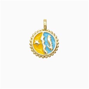 Copper Star and Oceanfish Pendant Enamel Gold Plated, approx 9.5mm [FD26291]