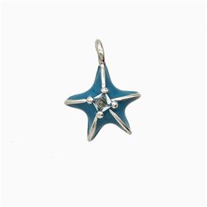 Copper Starfish Pendant Blue Enamel Platinum Plated, approx 10mm [FD26293]
