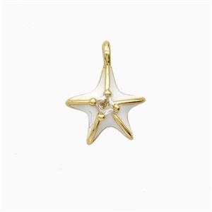 Copper Starfish Pendant White Enamel Gold Plated, approx 10mm [FD26294]