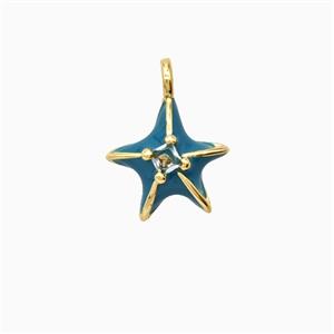 Copper Starfish Pendant Blue Enamel Gold Plated, approx 10mm [FD26295]