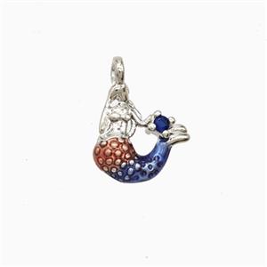 Copper Mermaid Pendant Painted Platinum Plated, approx 11-12mm [FD26298]