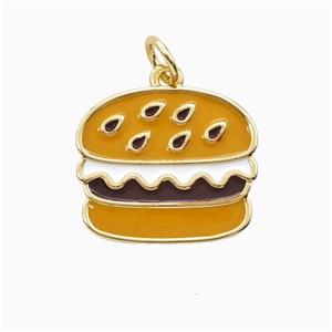 Copper Hamburger Pendant Enamel Gold Plated, approx 15-17mm [FD26306]