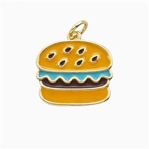 Copper Hamburger Pendant Enamel Gold Plated, approx 15-17mm [FD26307]