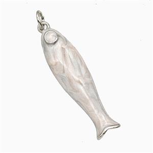 Copper Fish Pendant White Enamel Platinum Plated, approx 9-31mm [FD26309]
