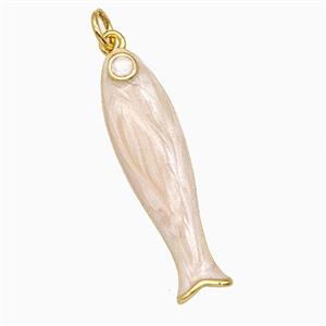 Copper Fish Pendant White Enamel Gold Plated, approx 9-31mm [FD26314]