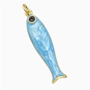 Copper Fish Pendant Blue Enamel Gold Plated, approx 9-31mm [FD26316]