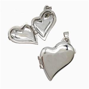 Copper Heart Locket Pendant Platinum Plated, approx 19-20mm [FD26319]