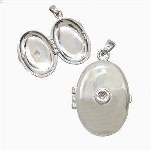 Copper Oval Locket Pendant Platinum Plated, approx 16-24mm [FD26321]