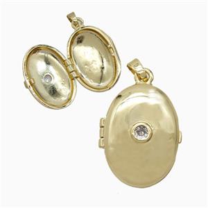 Copper Oval Locket Pendant Gold Plated, approx 16-24mm [FD26322]