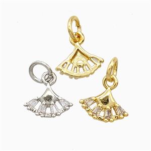 Copper Fan Pendant Pave Zirconia Mixed, approx 10mm [FD26330]