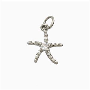 Copper Starfish Pendant Pave Zirconia Platinum Plated, approx 12mm [FD26337]