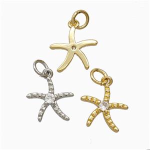 Copper Starfish Pendant Pave Zirconia Mixed, approx 12mm [FD26339]