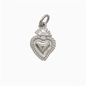 Copper Sacred Heart Pendant Platinum Plated, approx 9.5-12mm [FD26343]