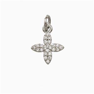 Copper Cross Pendant Pave Zirconia Platinum Plated, approx 10mm [FD26351]