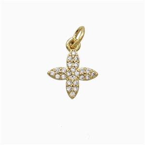 Copper Cross Pendant Pave Zirconia Gold Plated, approx 10mm [FD26352]