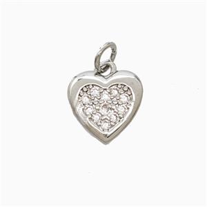 Copper Heart Pendant Pave Zirconia Platinum Plated, approx 12mm [FD26358]