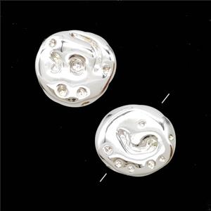 Copper Beads Hammered Shiny Silver, approx 12-13mm [FD26361]