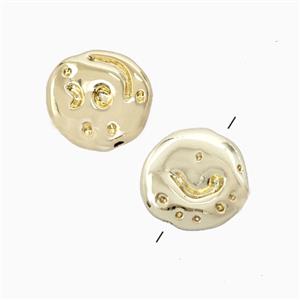 Copper Beads Hammered Gold Plated, approx 12-13mm [FD26362]