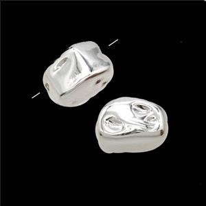 Copper Nugget Beads Freeform Hammered Shiny Silver, approx 8-13mm [FD26363]