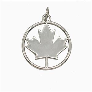Canadian Maple Leaf Charms Copper Pendant Platinum Plated, approx 18mm [FD26376]