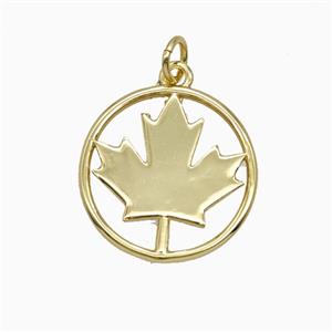 Canadian Maple Leaf Charms Copper Pendant Gold Plated, approx 18mm [FD26377]