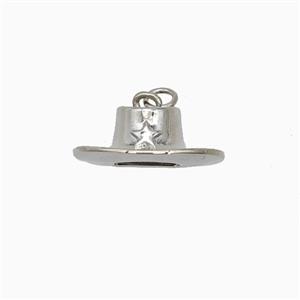 Cowboy Star Hat Charms Copper Pendant Platinum Plated, approx 8-21mm [FD26380]