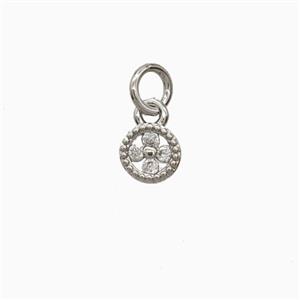 Copper Flower Pendant Pave Zirconia Platinum Plated, approx 5.5mm [FD26382]