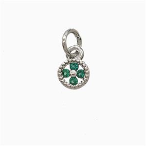 Copper Flower Pendant Pave Zirconia Platinum Plated, approx 5.5mm [FD26384]