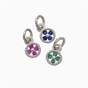 Copper Flower Pendant Pave Zirconia Platinum Plated Mixed, approx 5.5mm [FD26386]