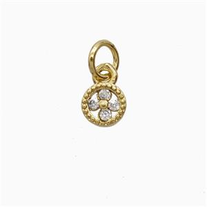 Copper Flower Pendant Pave Zirconia Gold Plated, approx 5.5mm [FD26387]