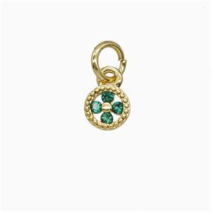 Copper Flower Pendant Pave Zirconia Gold Plated, approx 5.5mm [FD26389]