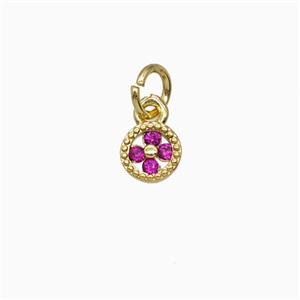 Copper Flower Pendant Pave Zirconia Gold Plated, approx 5.5mm [FD26390]