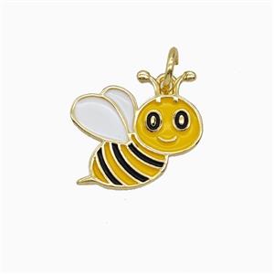 Copper Honeybee Pendant Yellow Enamel Gold Plated, approx 12-15mm [FD26413]
