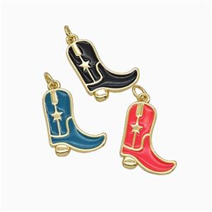 Copper Cowboy Boots Pendant White Enamel Shoes Gold Plated Mixed, approx 15-18mm [FD26421]