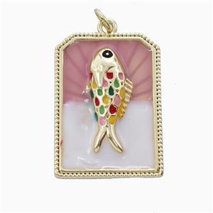 Copper Fish Pendant Enamel Rectangle Gold Plated, approx 19-27mm [FD26424]