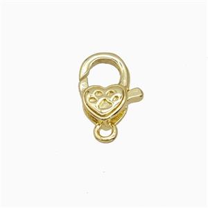 Copper Lobster Clasp Heart Paws Gold Plated, approx 8-10mm [FD26426]