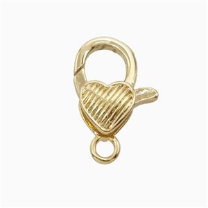 Copper Lobster Clasp Heart Gold Plated, approx 12-15mm [FD26428]