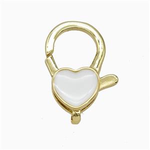 Copper Lobster Clasp Heart Enamel Gold Plated, approx 13-20mm [FD26435]