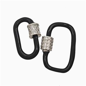 Copper Carabiner Clasp Pave Zirconia Black Enamel Platinum Plated, approx 13-24mm [FD26446-L]