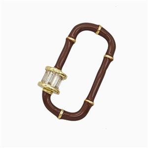 Copper Carabiner Clasp Pave Zirconia Red Enamel Gold Plated, approx 14-30mm [FD26459]