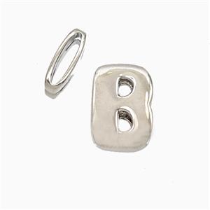 Copper Letter-B Beads Flat Hole Platinum Plated, approx 8-14mm, 1.6-10mm hole [FD26480]