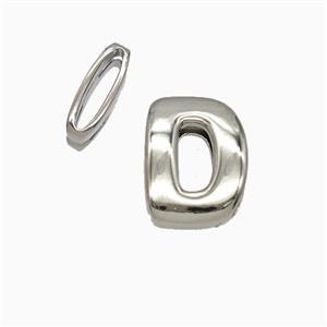 Copper Letter-D Beads Flat Hole Platinum Plated, approx 8-14mm, 1.6-10mm hole [FD26482]