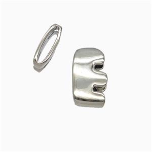 Copper Letter-E Beads Flat Hole Platinum Plated, approx 8-14mm, 1.6-10mm hole [FD26483]