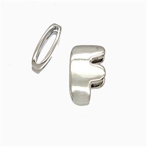 Copper Letter-F Beads Flat Hole Platinum Plated, approx 8-14mm, 1.6-10mm hole [FD26484]