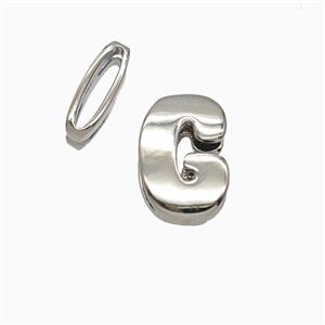 Copper Letter-G Beads Flat Hole Platinum Plated, approx 8-14mm, 1.6-10mm hole [FD26485]