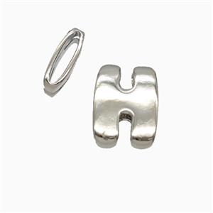 Copper Letter-H Beads Flat Hole Platinum Plated, approx 8-14mm, 1.6-10mm hole [FD26486]